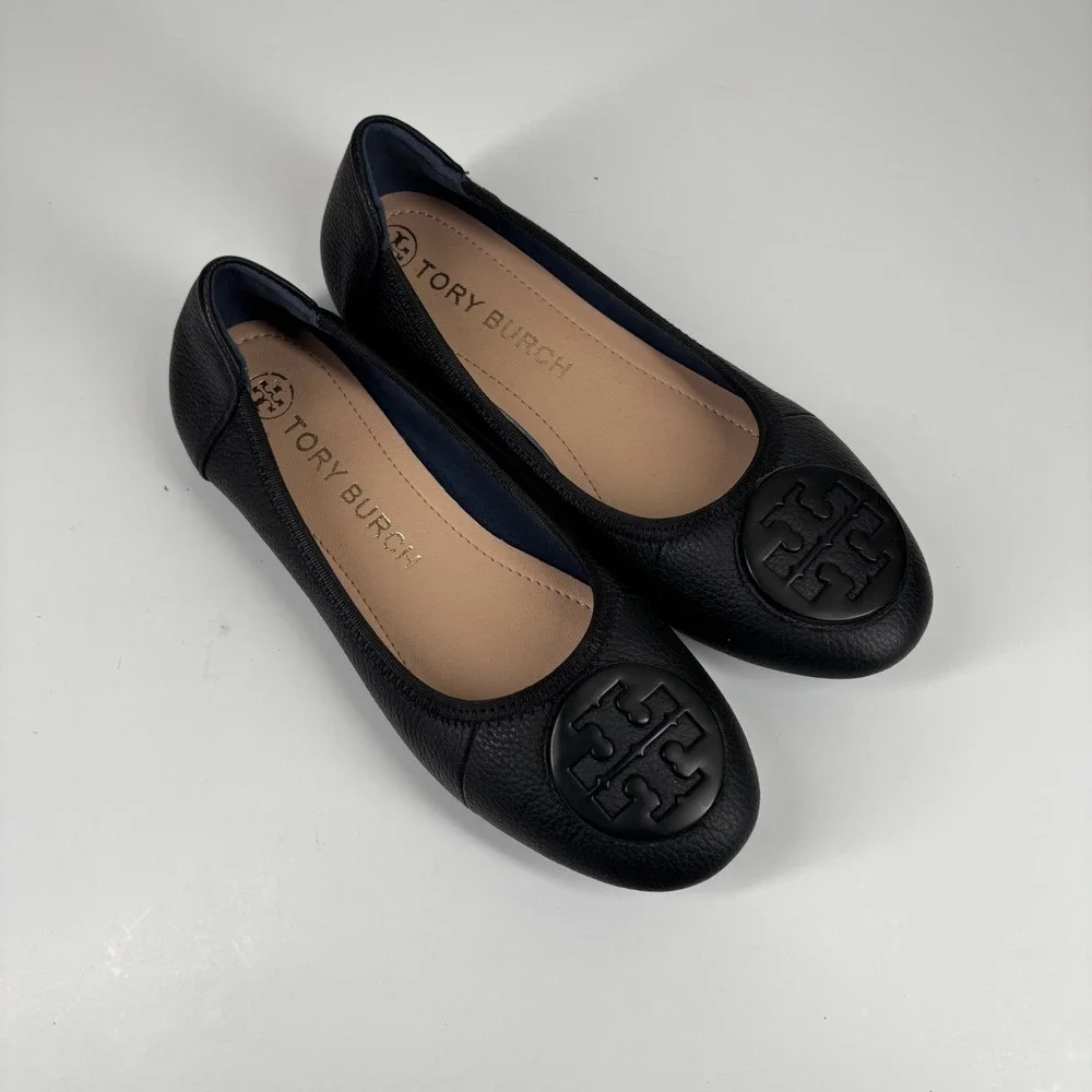 Tory Burch Minnie Women's US 6/36 Perfect Black Leather‎ Travel Ballet Flats